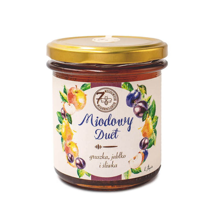 Miód z gruszką, jabłkiem i śliwką 400g